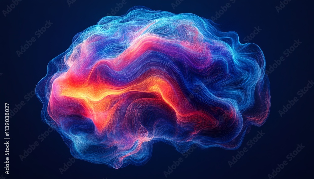 A brain illuminated with vibrant A brain illuminated with vibrant