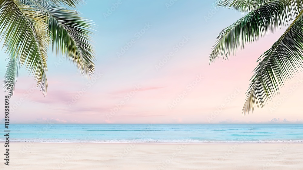 Tranquil sunset over tropical beach digital artwork of coastal serenity and escape