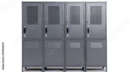 Gray Metal Lockers in Vertical Arrangement for Storage Solutions