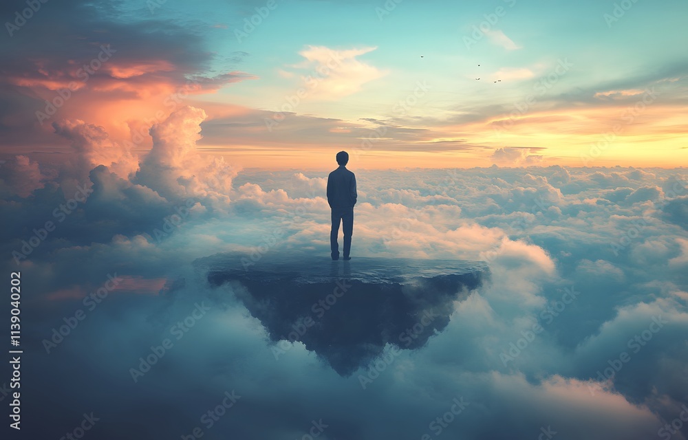 Fototapeta premium a person who looks up at the sky , Generative AI 