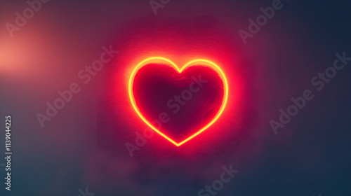 A vibrant red heart in the center of a glowing halo on a smooth gradient background for a bold valentine's day statement