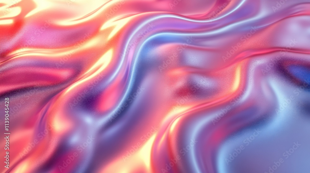 Fototapeta premium abstract 3d render iridescent wavy surface background desig