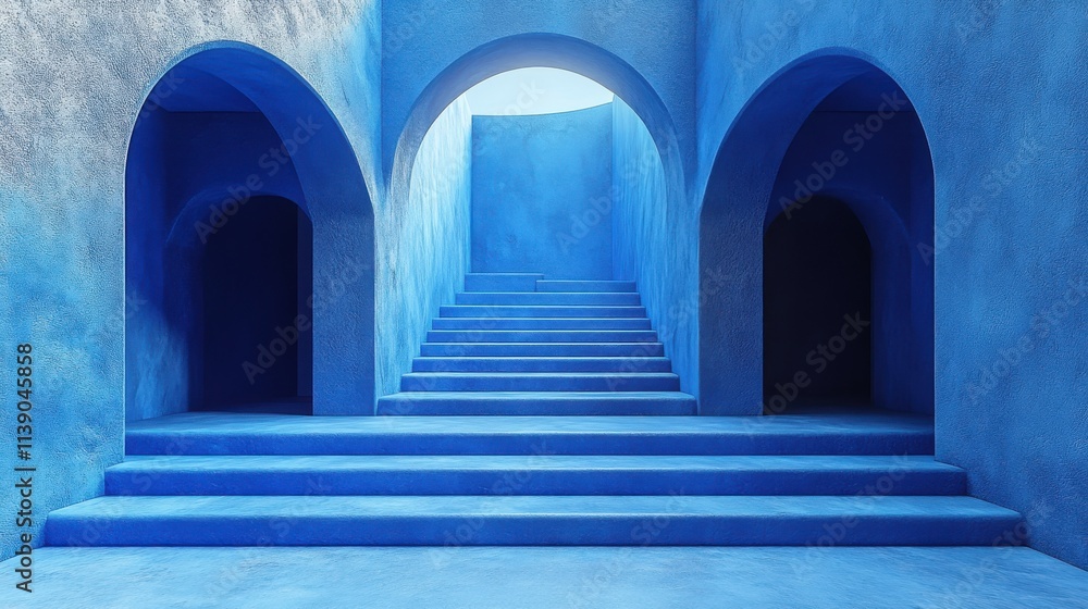 Fototapeta premium abstract 3d render minimalist composition blue geometric desig
