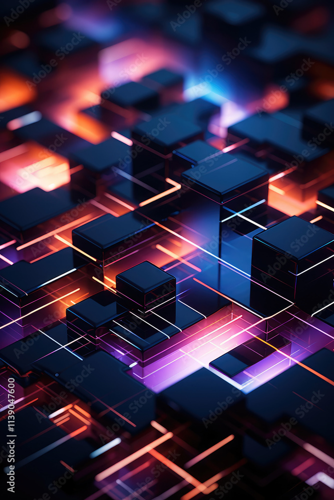 Obraz premium Futuristic Data Blocks Network Concept