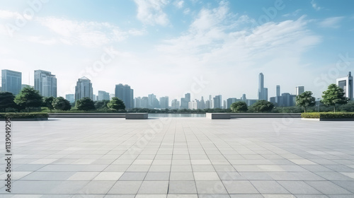 Modern Cityscape from Open Plaza Vista