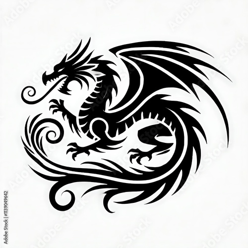 Wallpaper Mural dragon Vector Illustration, dragon tattoo vector, Dragon silhouette vector black and white Torontodigital.ca