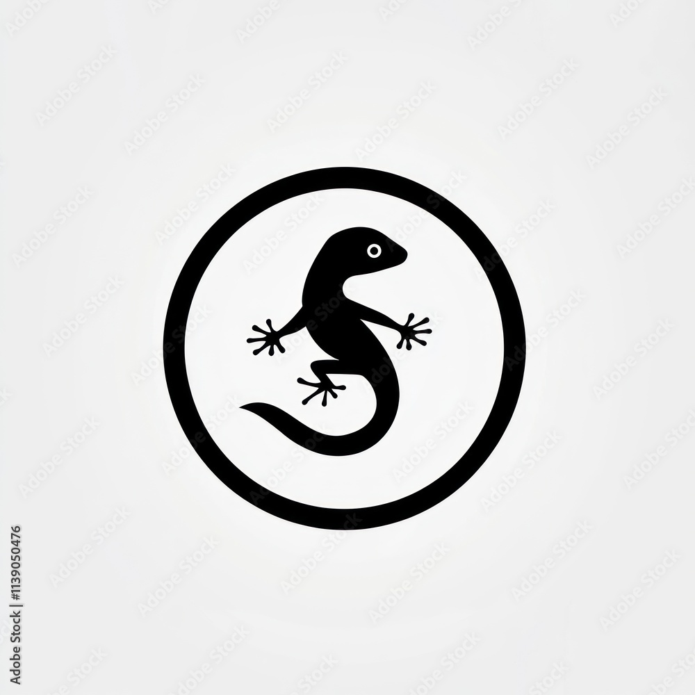 Obraz premium Simple black gecko icon in a circle.