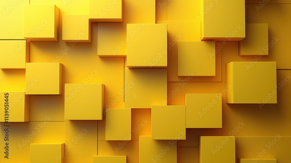 abstract 3d render yellow squares geometric background desig