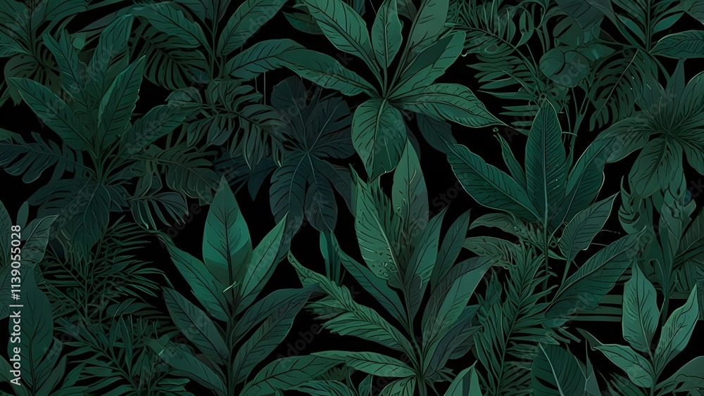 custom made wallpaper toronto digitalLuxury Nature green background vector. Floral pattern, Tropical plant line arts, Vector illustration Generative AI