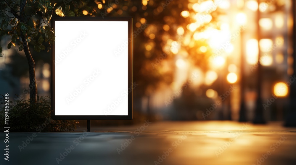Blank advertising billboard in urban setting at sunset street photography warm evening light atmosphere Blank advertising billboard in urban setting at sunset street photography warm evening light atmosphere