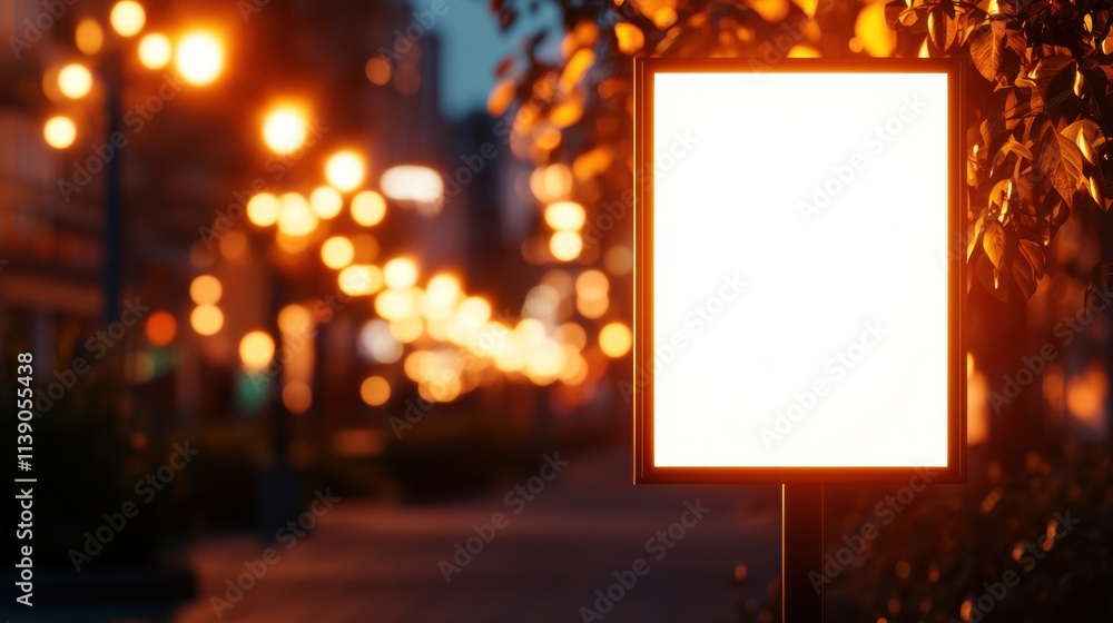 Illuminated blank billboard at night urban street photography cityscape low angle advertising concept Illuminated blank billboard at night urban street photography cityscape low angle advertising concept