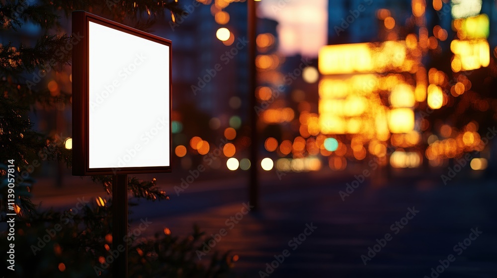 Illuminated blank billboard at sunset in urban cityscape digital art evening urban aesthetics for marketing strategy Illuminated blank billboard at sunset in urban cityscape digital art evening urban aesthetics for marketing strategy