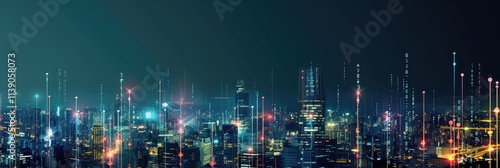 Wallpaper Mural Futuristic City Skyline with Vibrant Night Lights Torontodigital.ca