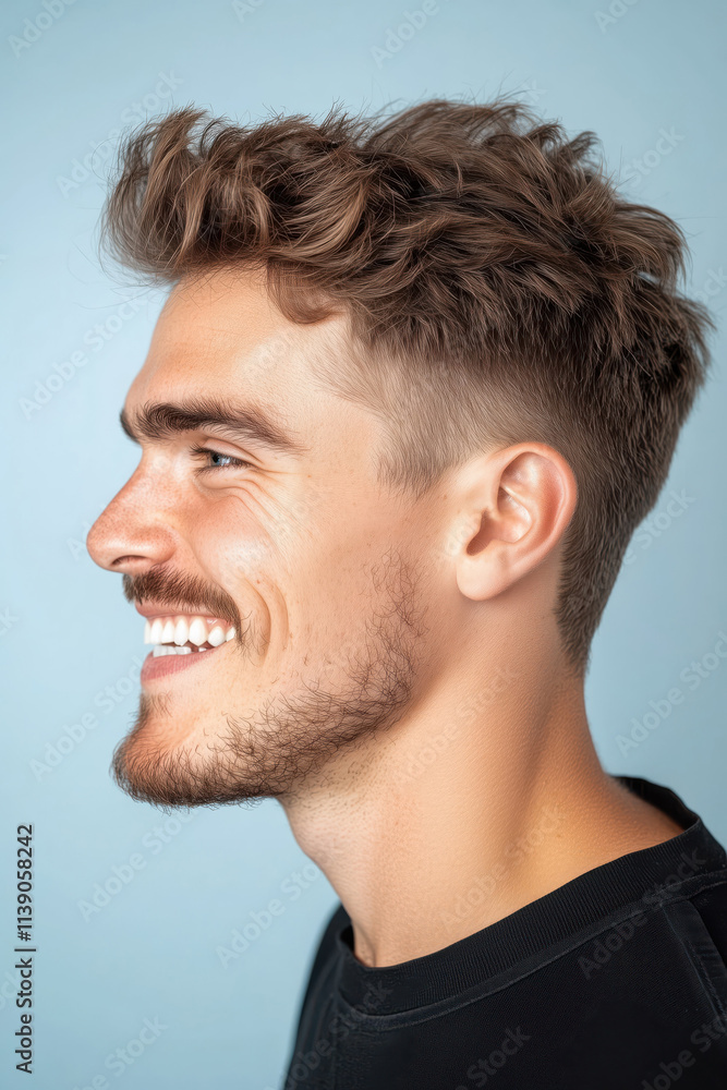 Obraz premium A close-up of a smiling man with perfect white teeth