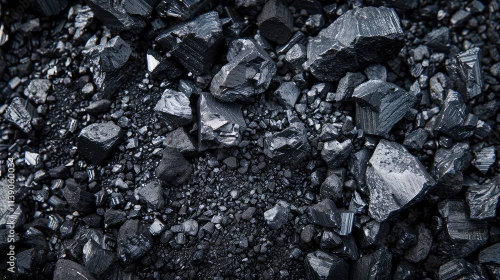 Rough Black Coal Rocks Close-Up Rough Black Coal Rocks Close-Up