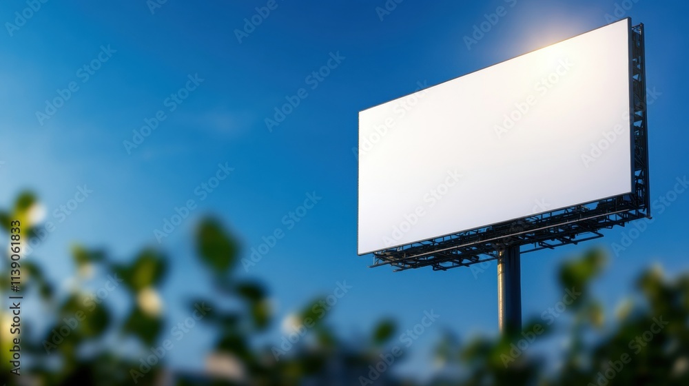 Obraz premium Billboard advertising space urban outdoor blank display in nature scenic background marketing potential