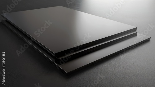 Sleek Black Metal Sheets Stack