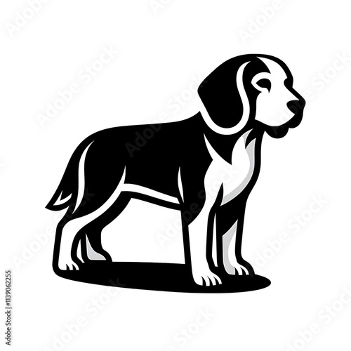 illustration of a dog, Beagle Begging silhouette vector black and white photo