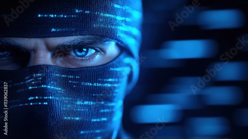 Stealthy ninja action urban setting dynamic close-up futuristic environment intense viewpoint mystery concept photo