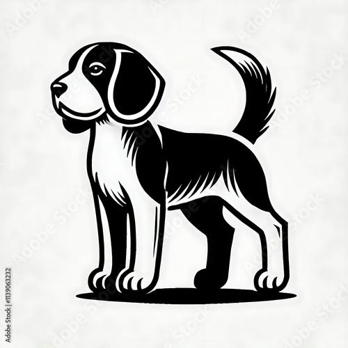 Wallpaper Mural illustration of a dog, Beagle Begging silhouette vector black and white Torontodigital.ca