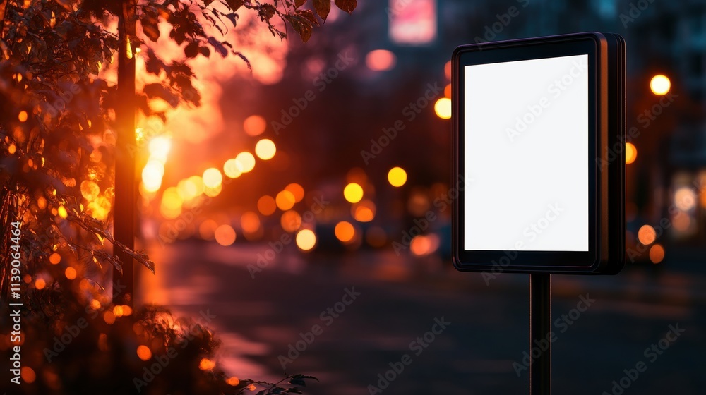 Urban evening scene featuring blank billboard city street digital advertising vibrant bokeh background stylish perspective marketing concept Urban evening scene featuring blank billboard city street digital advertising vibrant bokeh background stylish perspective marketing concept