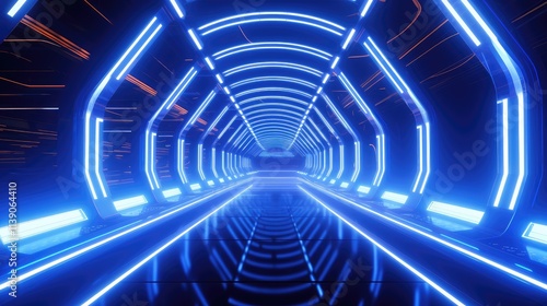 Futuristic Neon Lit Tunnel