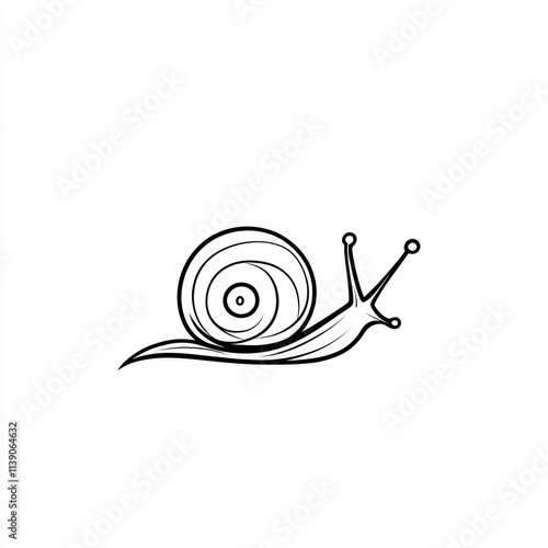 Stylized snail illustration, black line art on white background. photo