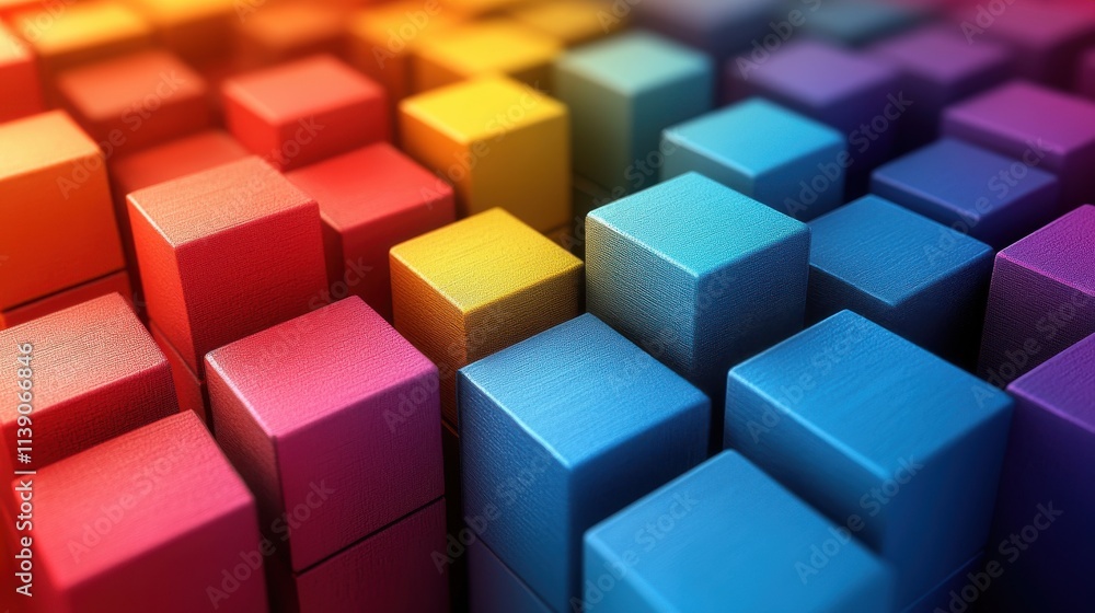abstract colorful cube 3d rende