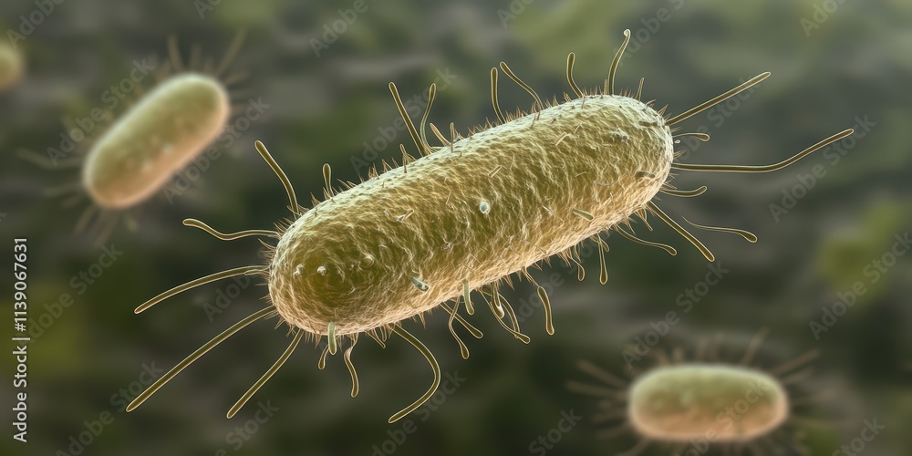 Fototapeta premium Microscopic View of Bacteria with Distinctive Hair-like Structures