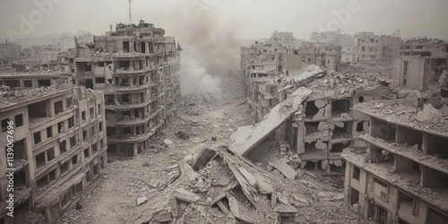 Desolate Urban Landscape After Devastating Destruction and Ruin