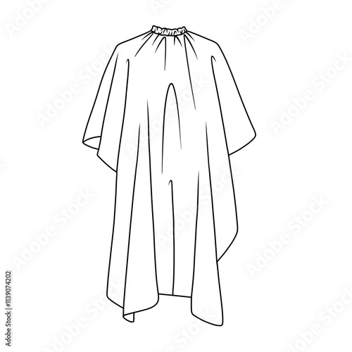 Haircut gown or apron for customers. Thin line illustration