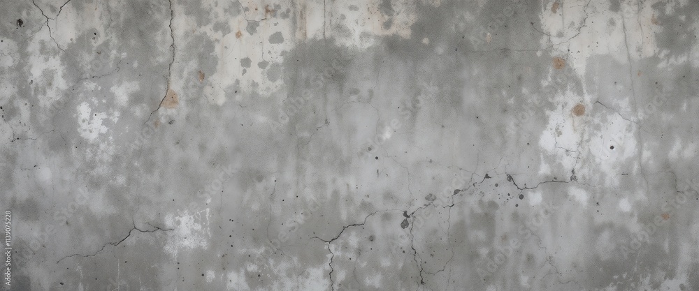Fototapeta premium Aged concrete wall with visible cracks and discoloration, showcasing a rustic texture.