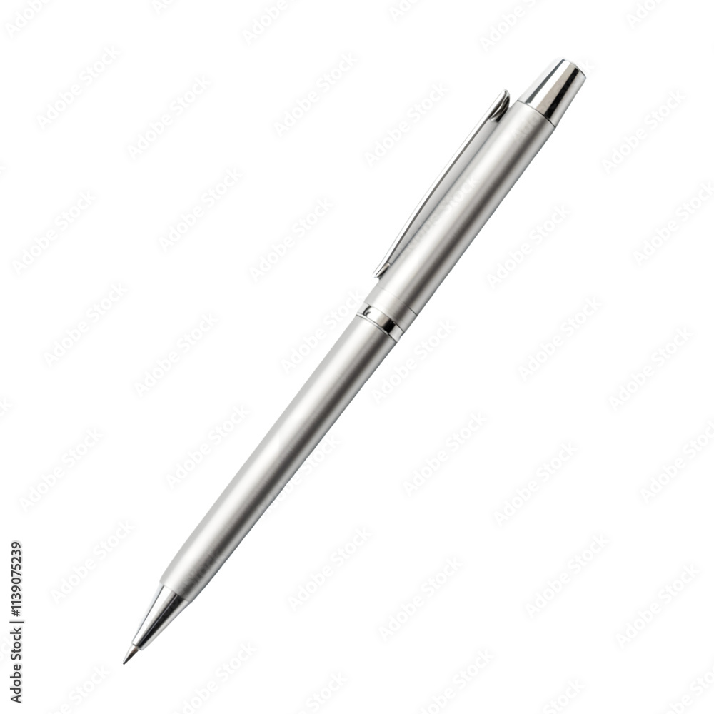 Silver Ballpoint Pen Isolated On A White Background, PNG Transparent Silver Ballpoint Pen Isolated On A White Background, PNG Transparent