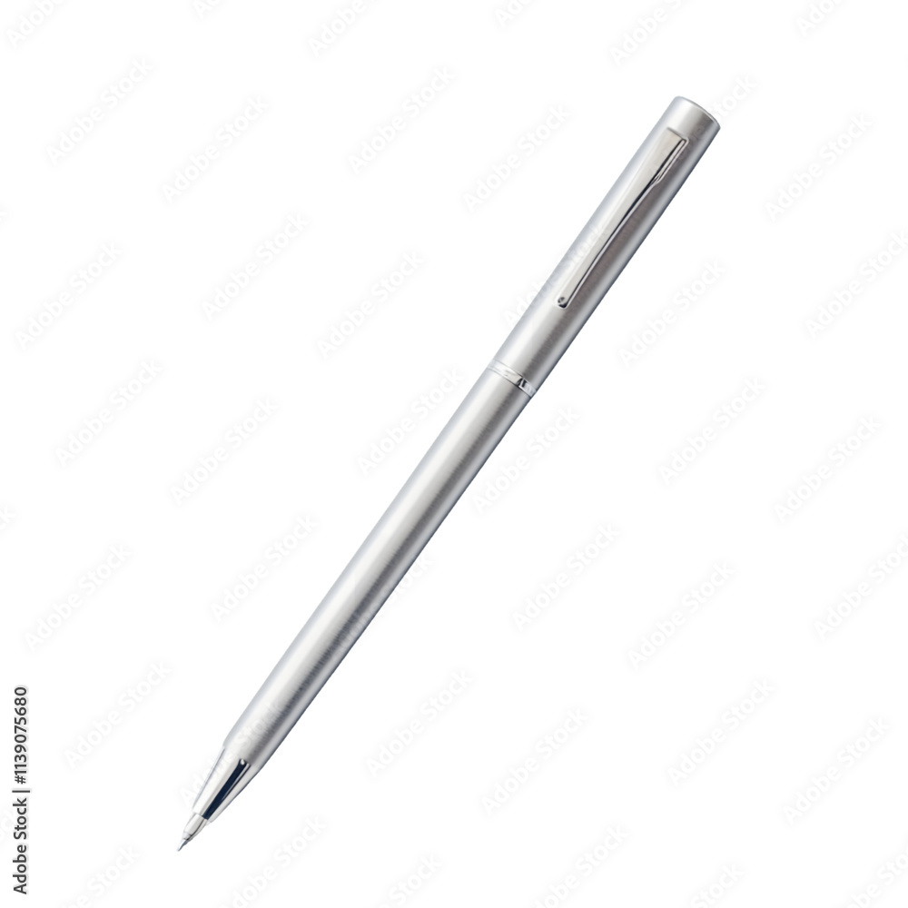 Silver Metallic Pen Isolated On A White Background, PNG Transparent Silver Metallic Pen Isolated On A White Background, PNG Transparent