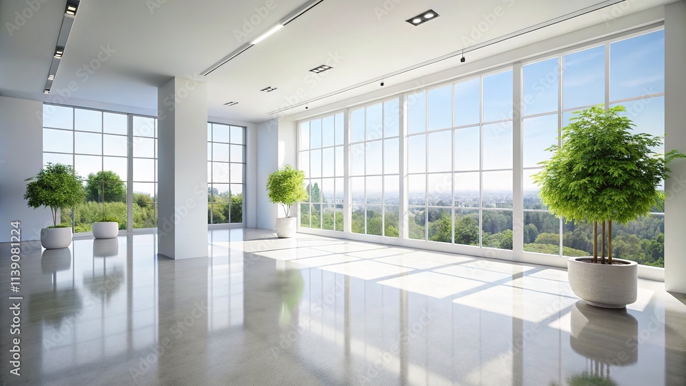Minimalist White Room Product Presentation, Large Windows, Architectural Photography Minimalist White Room Product Presentation, Large Windows, Architectural Photography