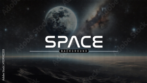 Space scene with stars and moon in the galaxy. Space  Panorama. Universe filled with stars, nebula and galaxy vector illustration.