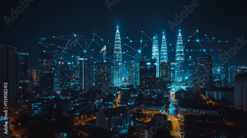 Wallpaper Mural Abstract businessman stands on the peak of success Smart digital city with connection cyber security network reciprocity over the cityscape future wireless digital city and social media networking

 Torontodigital.ca