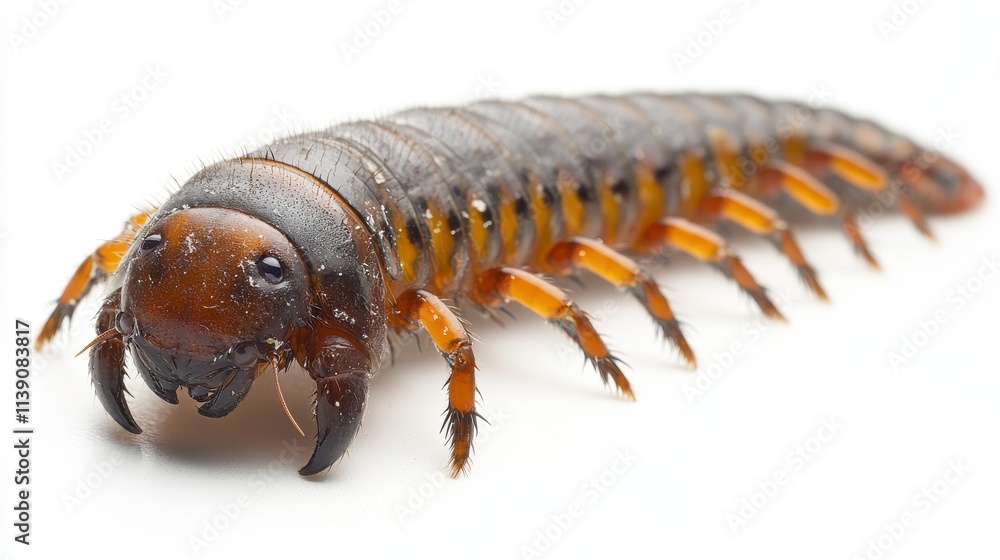 Fototapeta premium illustration of a centipede isolated on a white background centipede