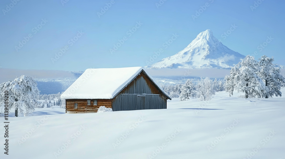mountain hut in winter mountain hut in winter