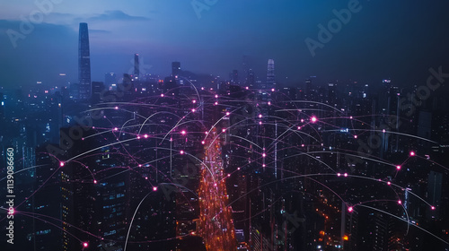 Wallpaper Mural Abstract businessman stands on the peak of success Smart digital city with connection cyber security network reciprocity over the cityscape future wireless digital city and social media networking

 Torontodigital.ca