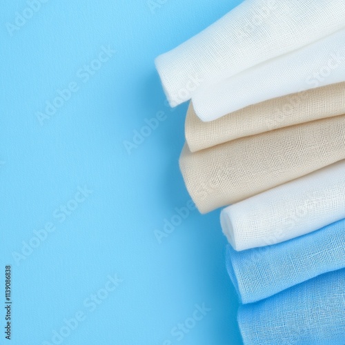 Soft-Focused Blue and White Folded Fabrics for Health and Community Themes photo