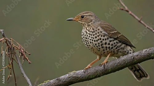 The mistle thrush (Turdus viscivorus), also spelled missel thrush, is a bird common to much of Europe, temperate Asia and North Africa photo