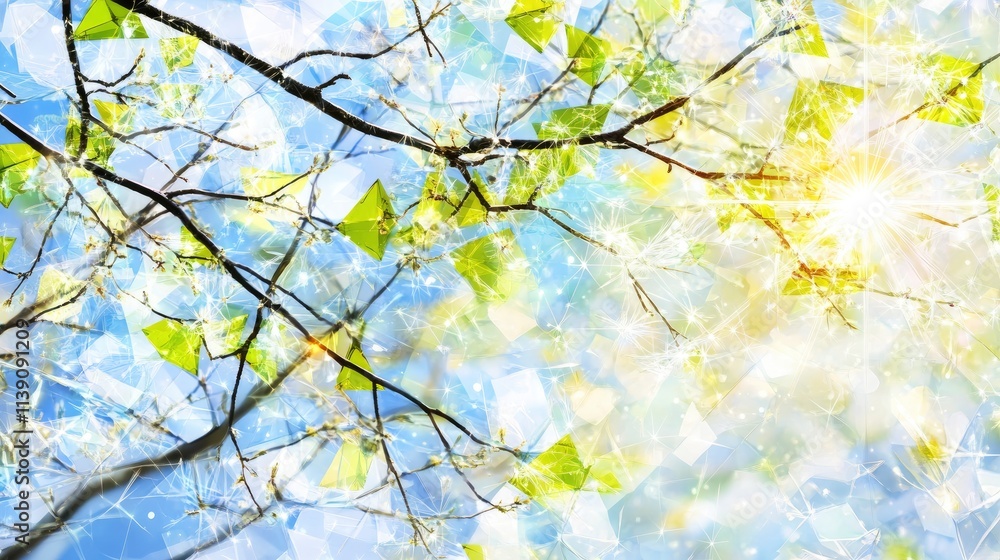 Sunlit branches against a vibrant sky Sunlit branches against a vibrant sky