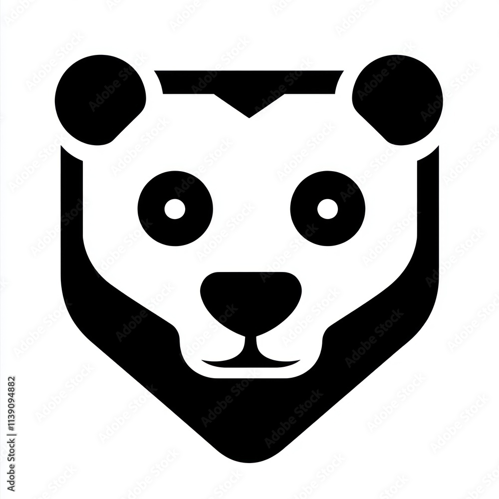 Simple black and white bear head icon. Simple black and white bear head icon.