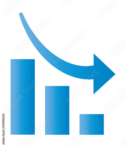 Clip art of business blue gradient with down arrow for business performance.