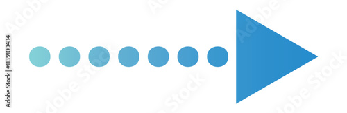 Clip art of right-pointing dotted arrow in business blue gradient.