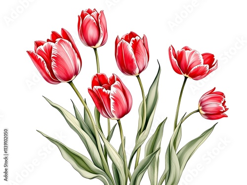 red tulips isolated on white