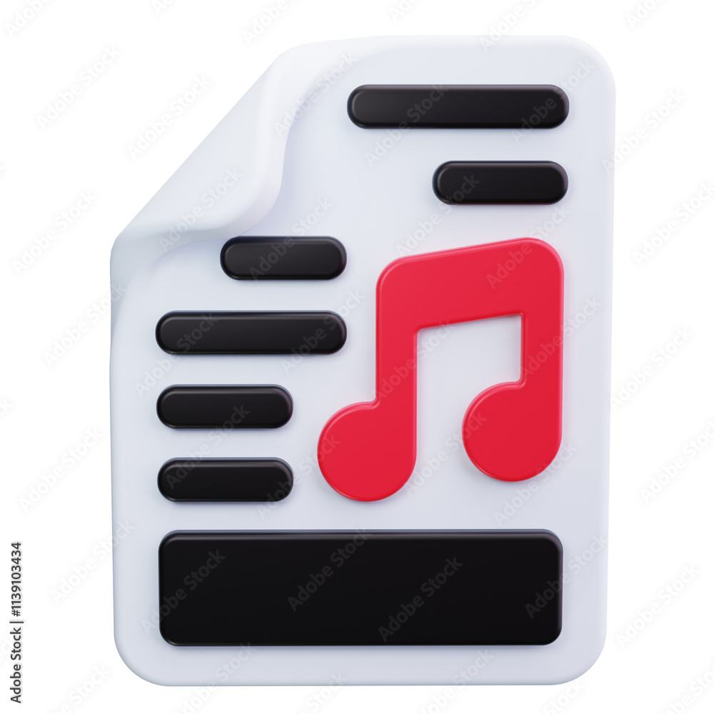music file 3d render icons music file 3d render icons