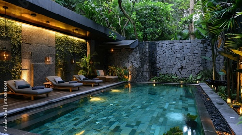 Wallpaper Mural Luxurious Resort Poolside Relaxation Area In Tropical Setting Torontodigital.ca