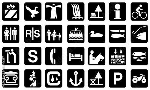 Public place signage icon collection